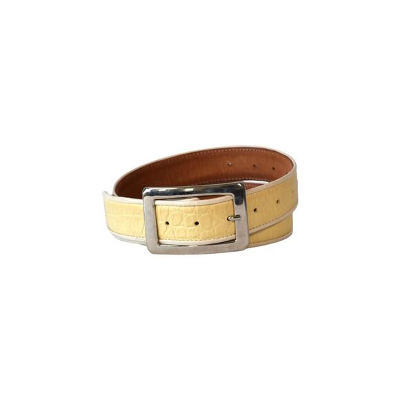 Orciani Italy Yellow Leather Belt Silver Buckle Size 30-38 main image 4